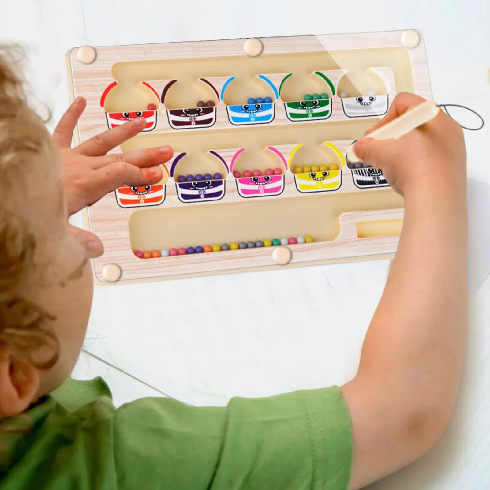 Laberinto Magnético Montessori de Clasificación de Colores, Laberinto de Números, Juguetes de Madera, Tablero de Actividades, Juego Sensorial para Niños Pequeños, Niños y Niñas
