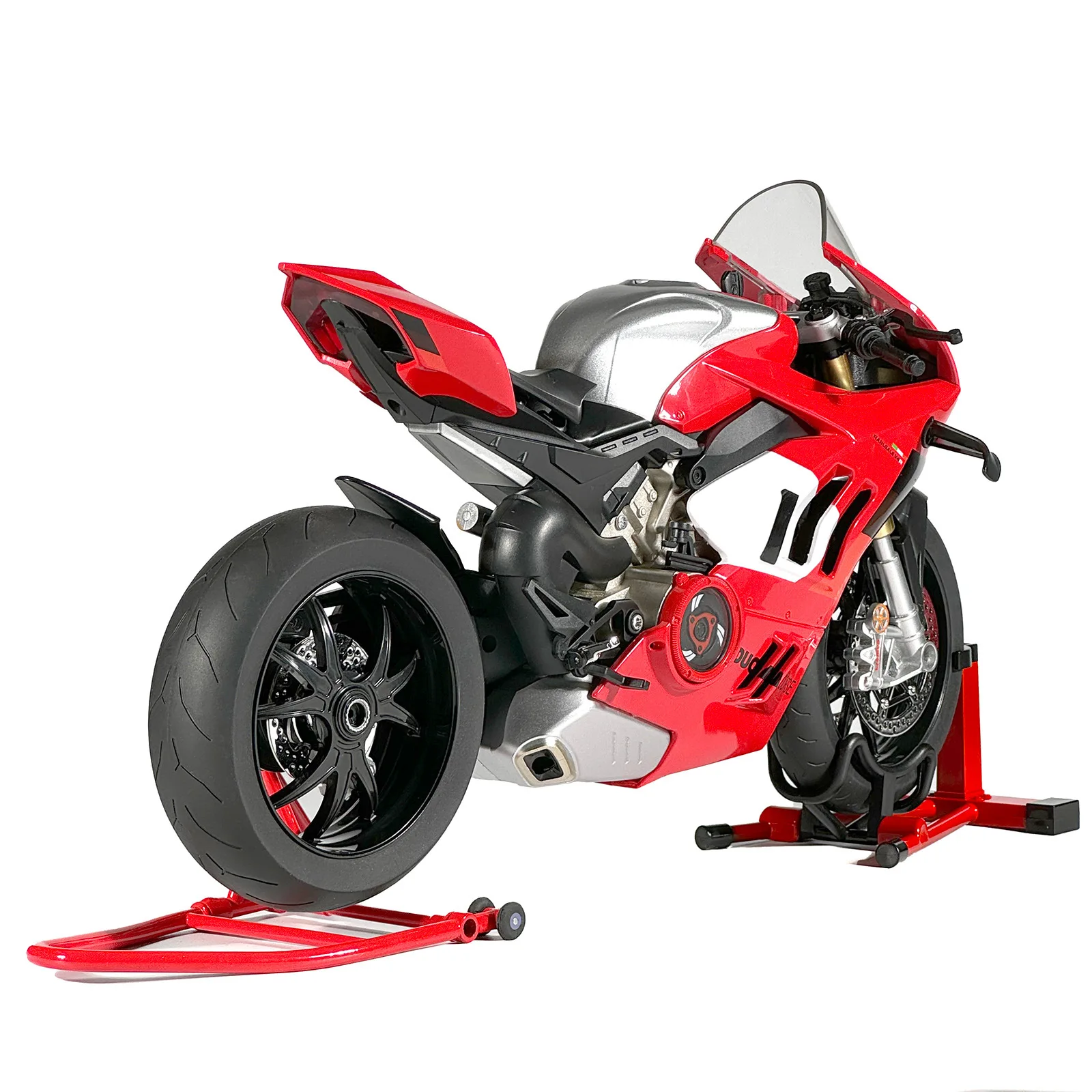 Modèle de moto V4R 1:6, jouets en alliage moulé sous pression avec amortisseurs, jouet sonore et lumineux pour enfants, cadeaux pour garçons