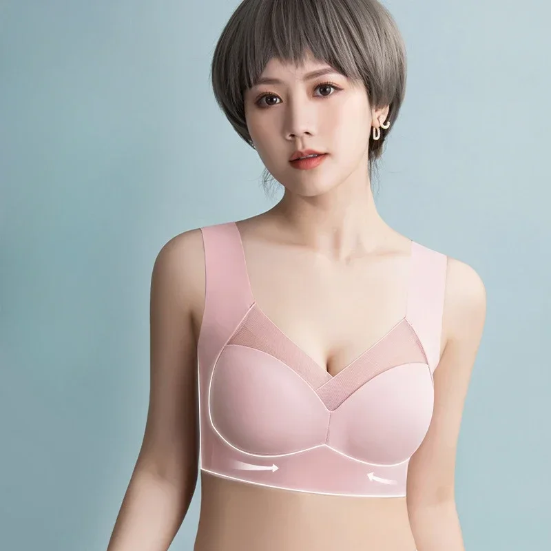 All-in-one top support to prevent sagging no trace soft support no steel ring thin underwear gather large tank top bra