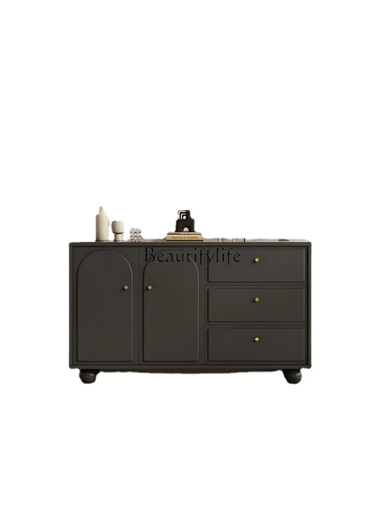 

N Dining Side Wall All-in-One Cabinet Solid Wood Cream Style Storage Wine Cabinet Tea Side Cabinet Living Room Storage