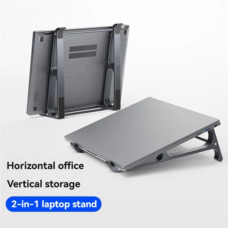 Suporte vertical para laptop destacável de alumínio 2 em 1, suporte de armazenamento para tablet, adequado para dispositivos de 10-17,4 polegadas, tamanho grande
