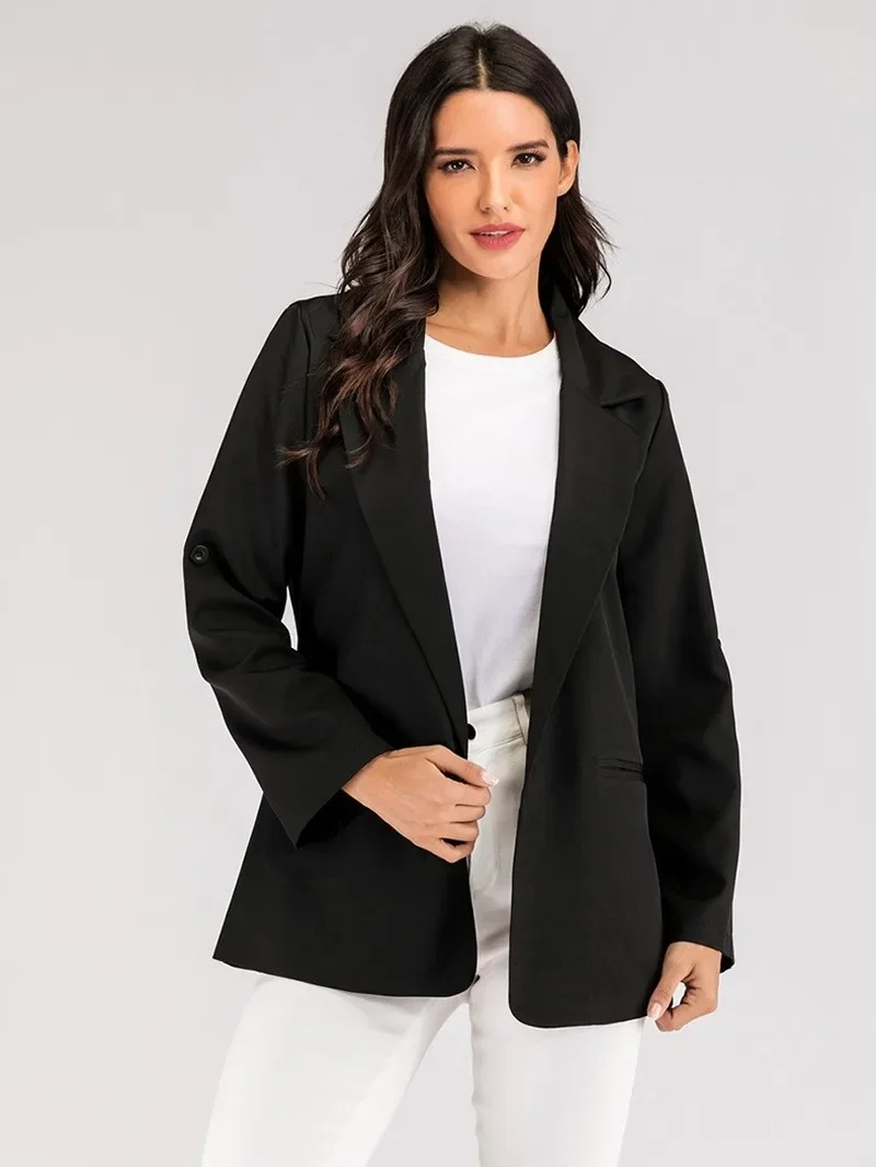 Women Blazers and Jackets Elegant Work Solid Colors Buttonless Suit Office Lady Blazer Suit High Quality Commute Casual Jackets