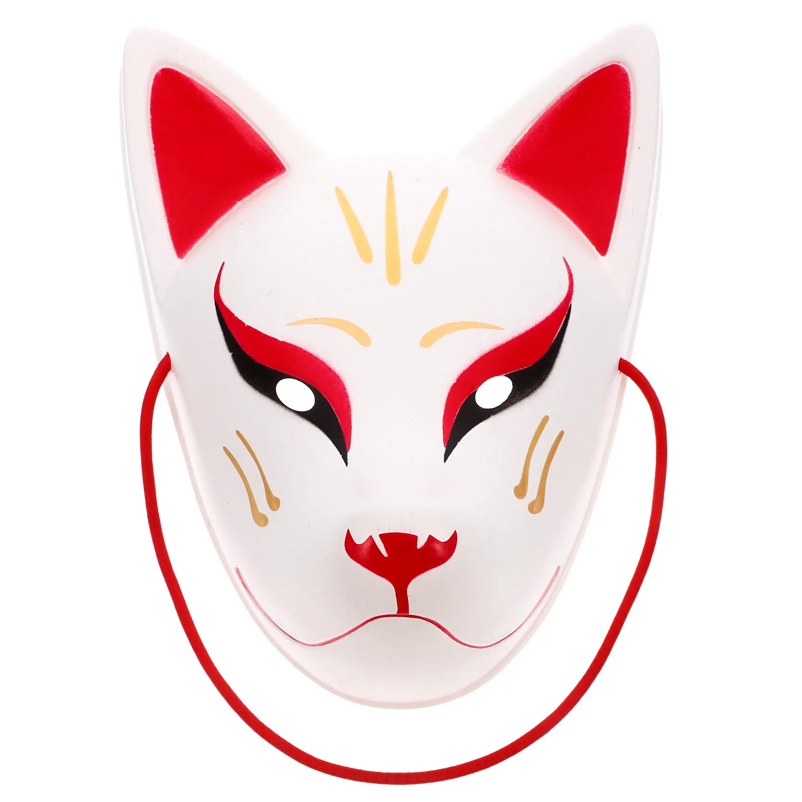 Máscara Japonesa de PVC con Diseño de Gato Zueco Kitsune para Halloween, Cosplay, Fiestas de Disfraces y Anime