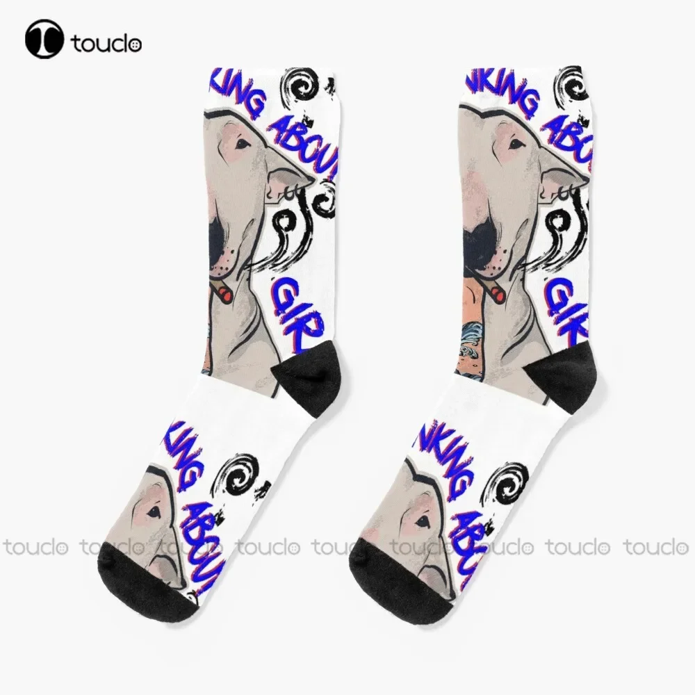 

Busy Thinking About Girls Funny Doggy Socks Soccer Socks Girls Personalized Custom Unisex Adult Teen Youth Socks New Popular Art