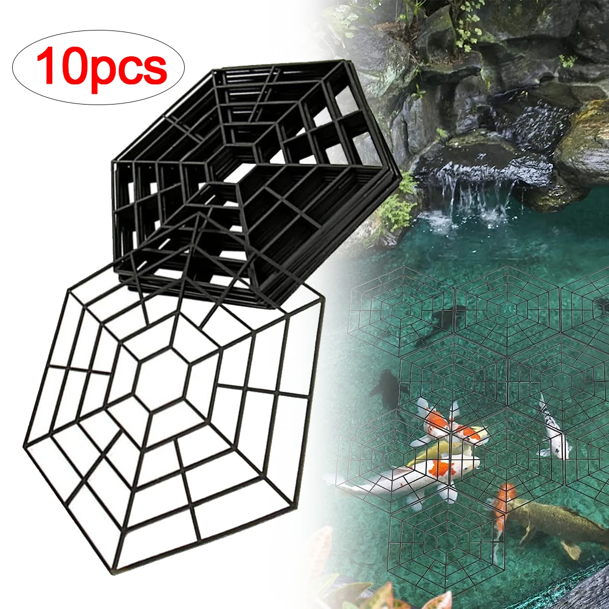 

10Pcs Pond Fish Guard Floating Net Protectors Mesh Plastic Protective Cover UV-resistant Pond Fish Guard Floating Net