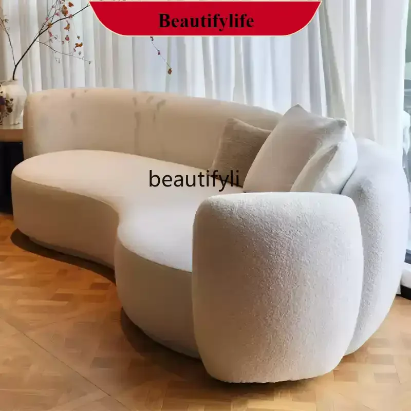S132 Designer's new art pea-shaped sofa, French wabi-sabi medieval, fabric curved sofa