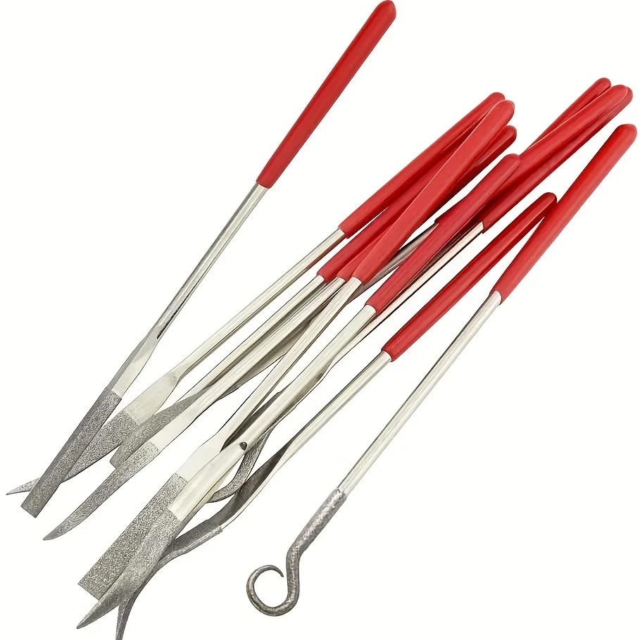 Versatile & Precise 10pc Mini Diamond File Set for Metal, Glass, Ceramic - Durable, Comfort Grip