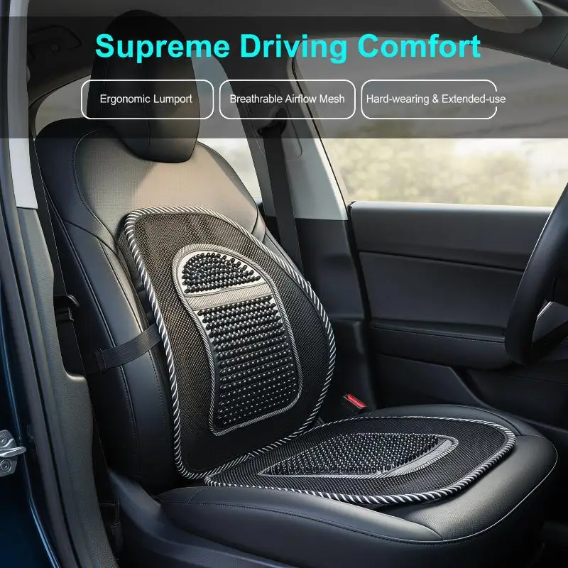 Ergonomic Mesh Car Seat Lumbar Cushion Non-slip Back Brace for Long Sitting Office Home Car Use
