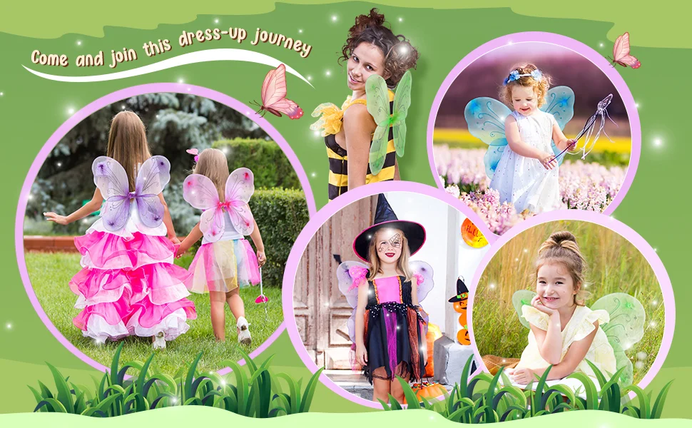 Märchenflügel im Großhandel für Mädchen, Halloween-Schmetterlingsflügel für Kinder, 6-30 Stück, Kostümzubehör, Geburtstagsparty-Geschenke, Rollenspiel-Verkleidung – Detail 5