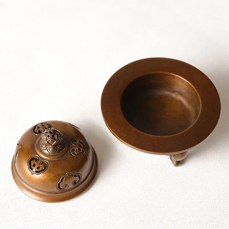 Qingsong Tang Su Gong Copper Stove Famous Hu Qingsong Three-Legged Elephant Incense Burner Brass Plate Fragrant Tower Incense Sa