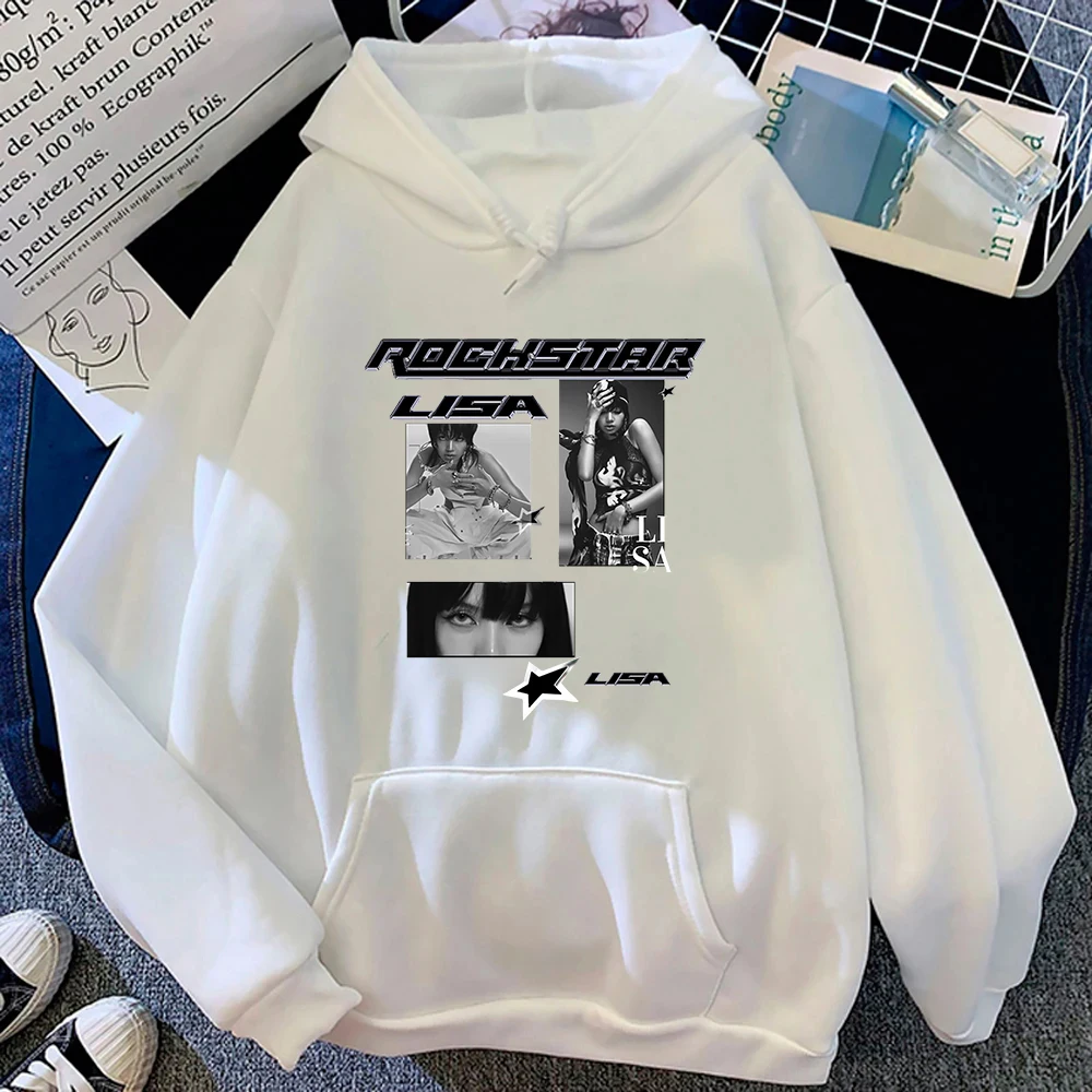 ليزا روكستار هوديي مادة صديقة للبيئة أنثى المعبود موضة ريترو للجنسين البلوز الخريف الشتاء خمر كوريا أنيمي هوديي #2