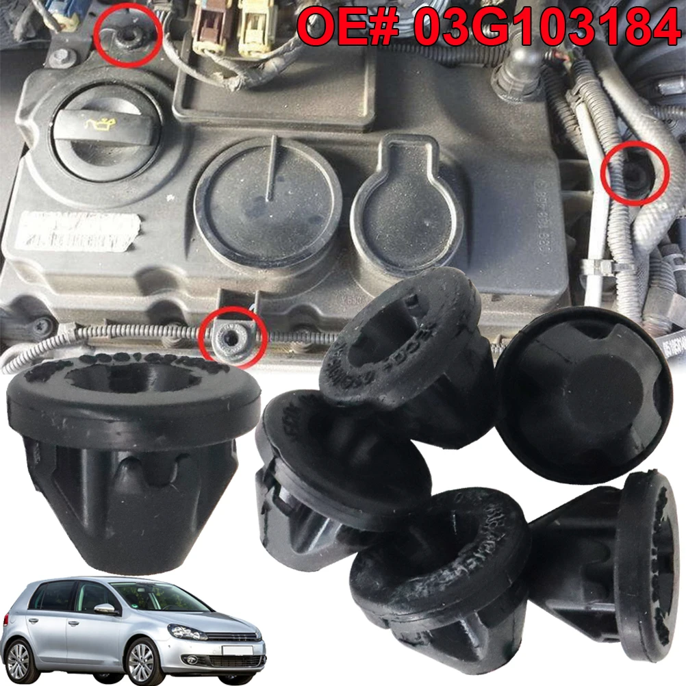 6 Pcs For Audi A3 A4 A6 Skoda Octavia VW Polo Golf Jetta Seat Car Engine Cover Grommet Pulg Socket OE# 03G103184 Car Replacement