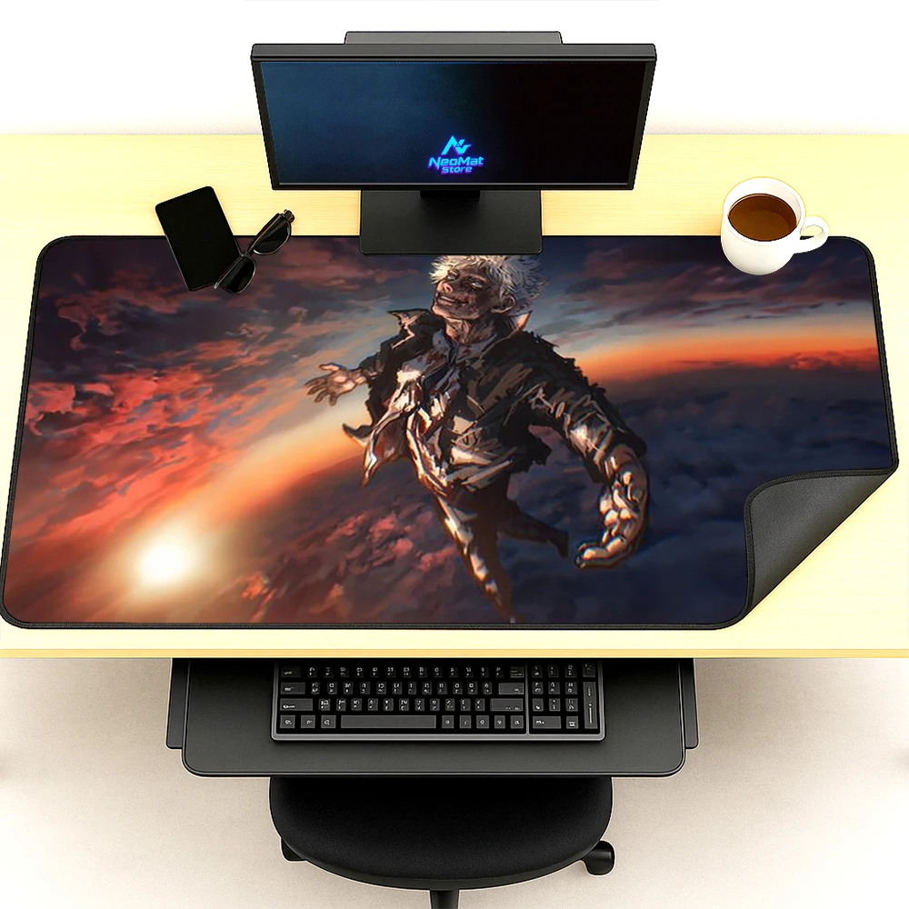 Gothic Fantasy Desk Pad Mouse Mat Warrior 1400x600 Zombie Dramatic Sunset XXXL Mousepad Gaming Accessories Deskmat