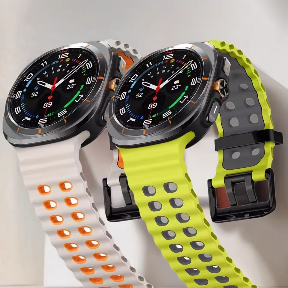 Marine Band für Samsung Galaxy Watch Ultra 2025/7 Ultra Zubehör Zweifarbiges Sport-Silikonarmband Galaxy Watch Ultra Straps
