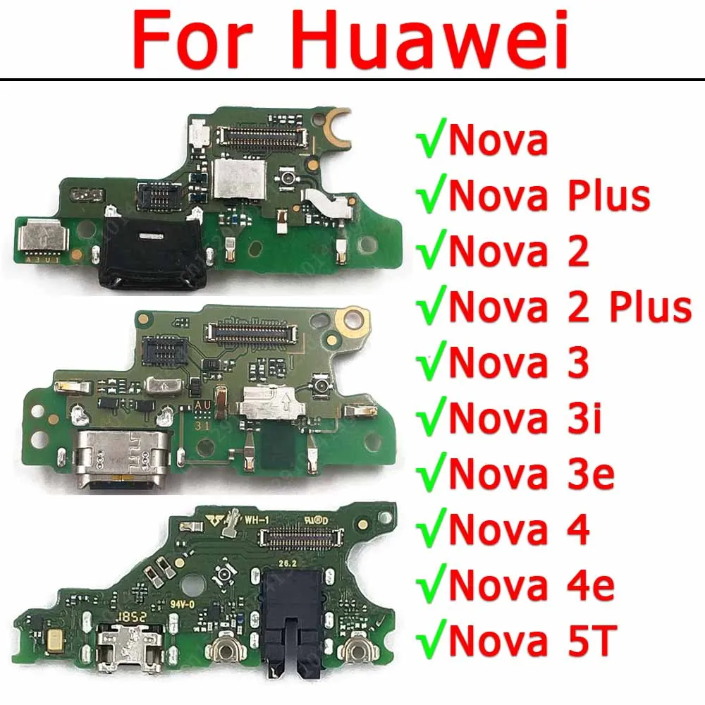 Usb Connector For Huawei Nova 3e 3i 3 2 Plus 5T 4e 4 Charge Board Charging Port Pcb Ribbon Socket Spare Parts Plate