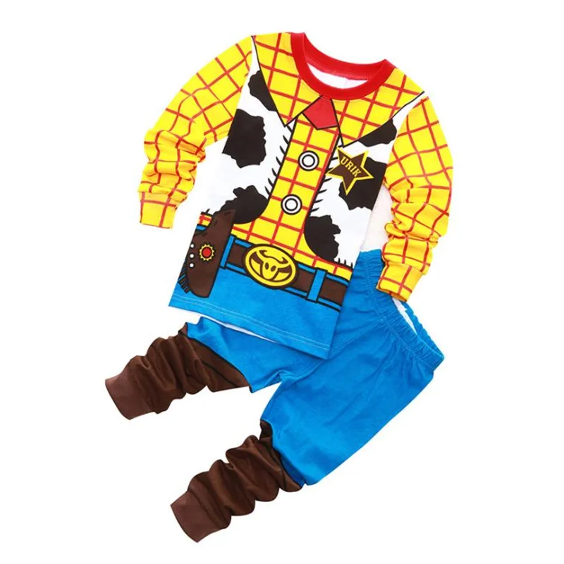 Costume de cosplay de dessin animé Woody et Buzz Lightyear pour enfants, sweat-shirt et pantalon, ensemble de pyjama pour bébé, Halloween, garçon, fille, 2 pièces