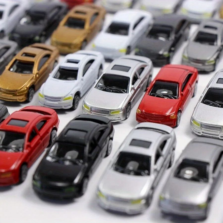 Plastic Miniature Car Models for Diorama, 1:100-1:300 Scale - Painted Vehicle Set for Architectural Model, Scene Layout, and San