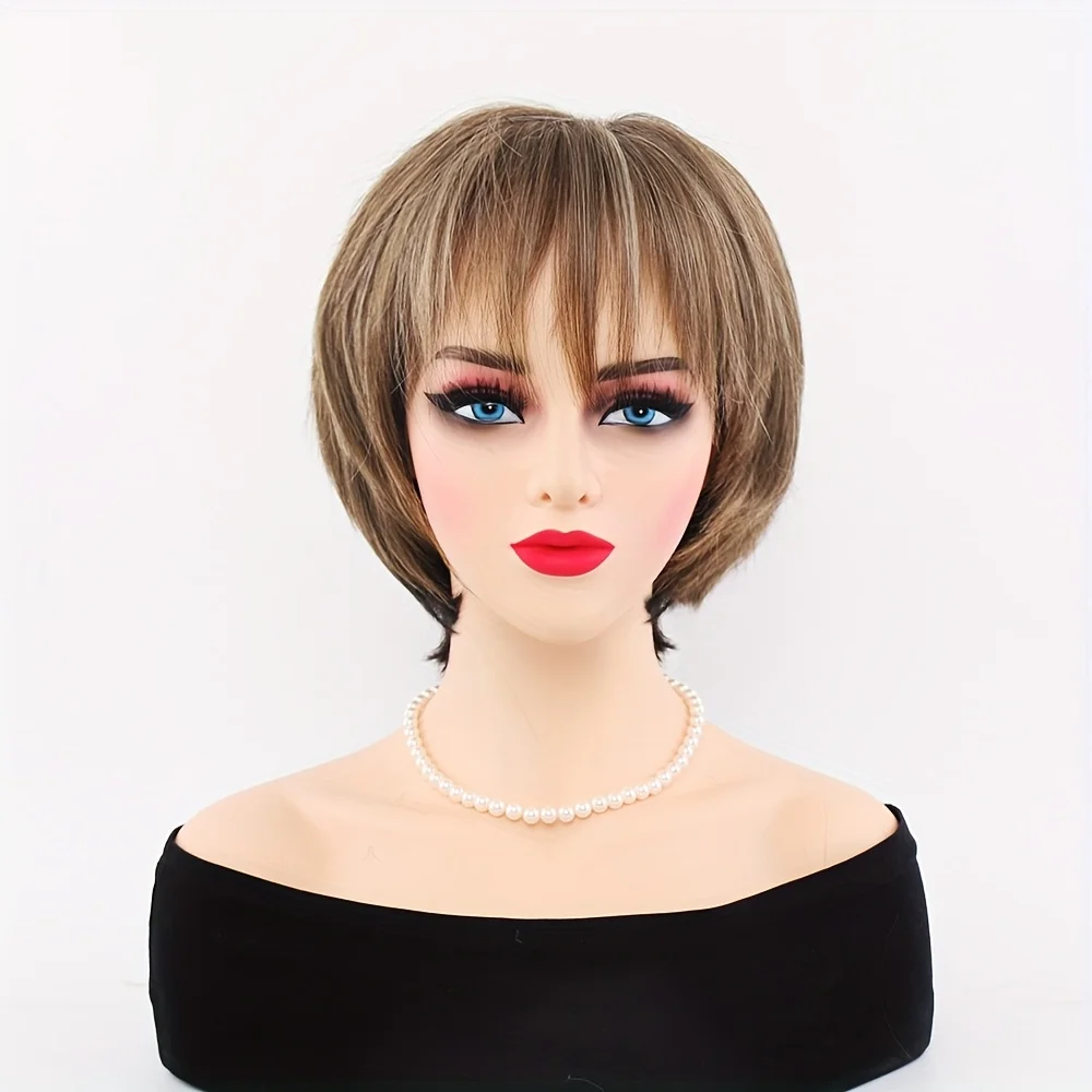 

1 парик из синтетического волокна, подходит для женщин - волнистая форма, подходит для повседневного ношения.