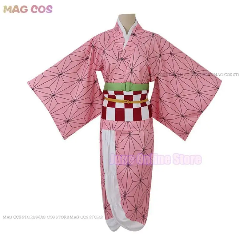 Disfraz completo de Kamado Nezuko para adultos y niños, Kimono japonés, ropa de Halloween y Navidad, peluca Kamado Nezuko