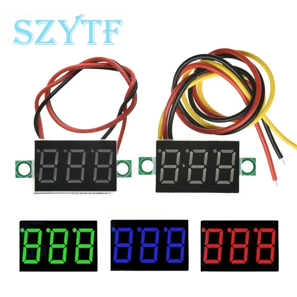 Mini 0.36 Inch DC 0-30V Voltmeter 2 Wires 3 Wires 4 Digits LED Motorcycle Digital Voltmeter Tester Digital Display Meter