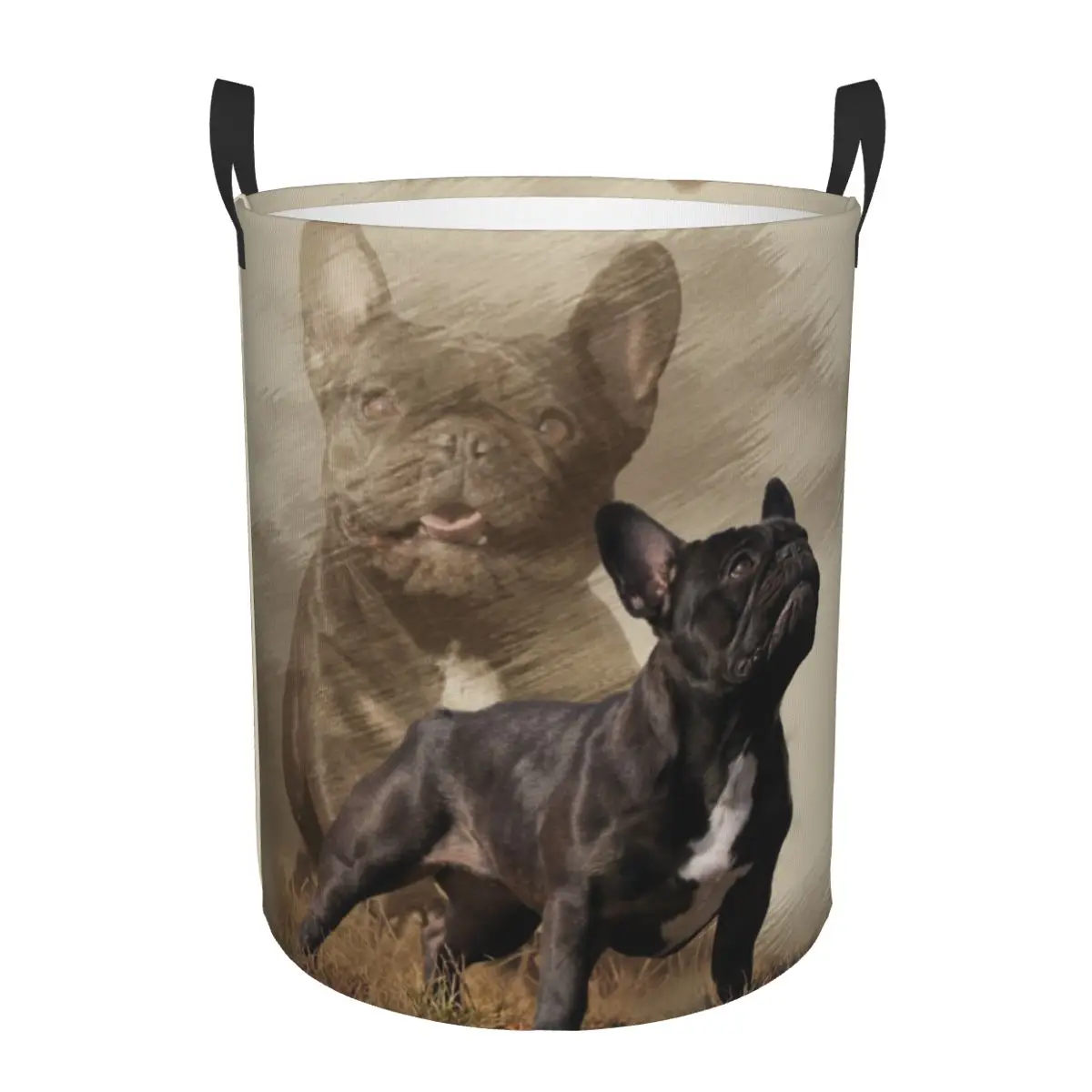 Cool French Bulldog Laundry Basket Collapsible Pet Dog Toy Clothes Hamper Storage Bin for Kids Nursery