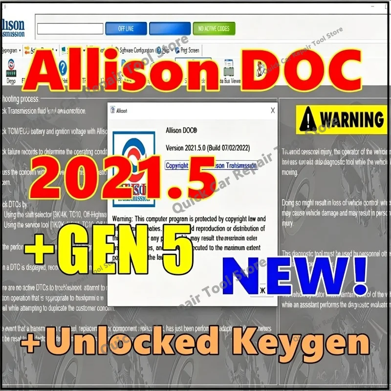 2026 Universal Allison DOC 2021.5 + keygen + Fichiers de données GEN5 avec outil de programmation et de transmission PC-Service pour transmissions Allison