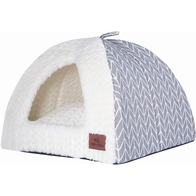 

Cat Bed for Indoor Cats,Medium Large Cats Cave Bed,Machine Washable,Removable Cushion Cover,Small Dogs Tent Bed