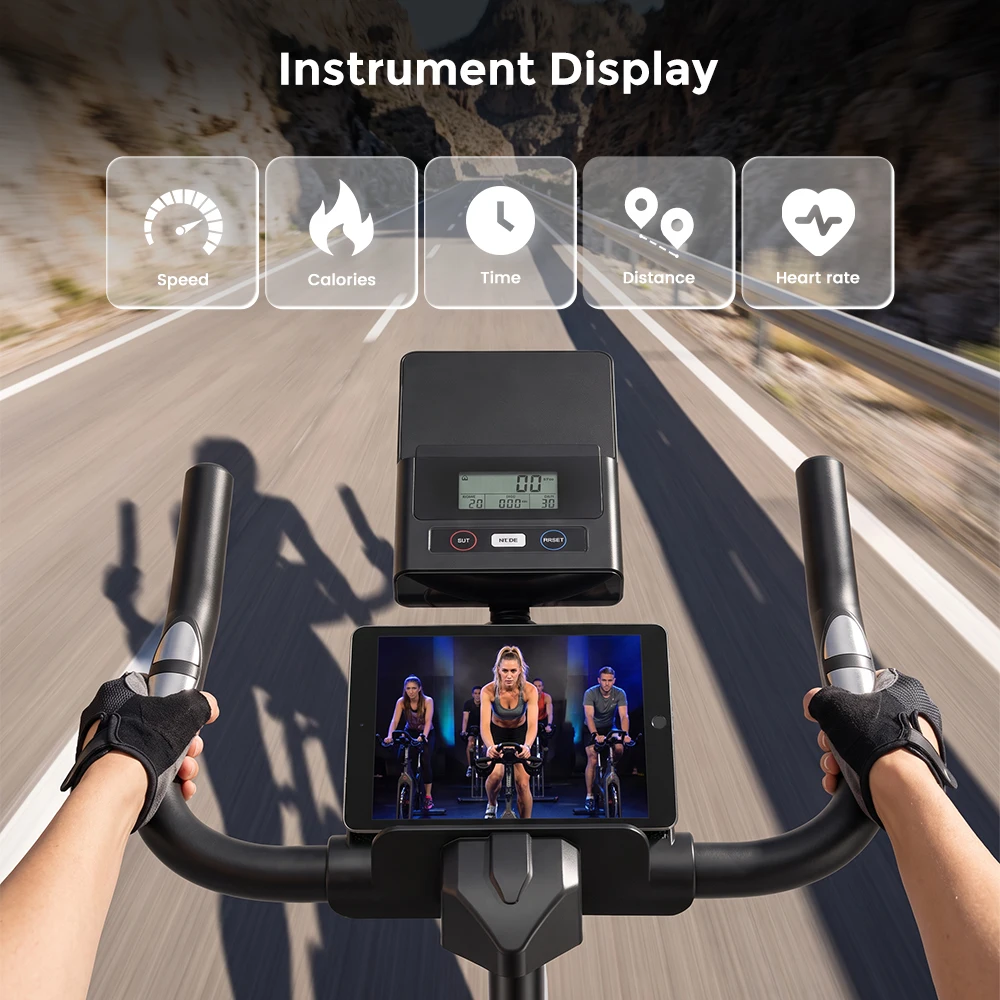 Formill DC001A & DC002A – magnetisches, stationäres Heimtrainer-Fahrrad, Indoor-Cycling-Fahrrad mit 8 kg schwerem Schwungrad, LCD-Monitor, verstellbarer Sitz und Tablet-Halterung für das Training im eigenen Fitnessraum. – Detail 24