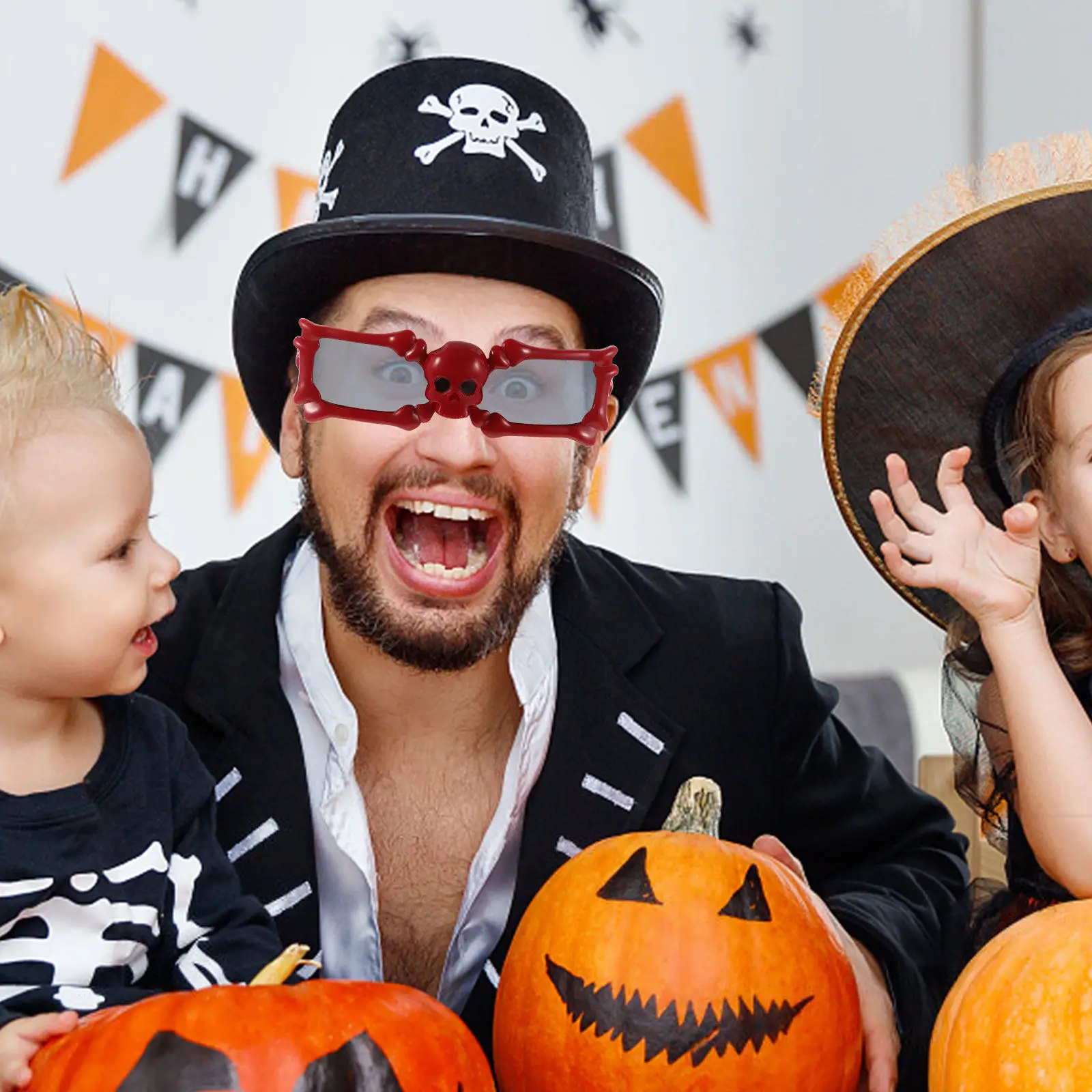 

1Pair Halloween Skull Sunglasses Funny Skull Glasses Novelty Party Eyeglasses Lightweight Plastic Costume Glasses Photo Prop