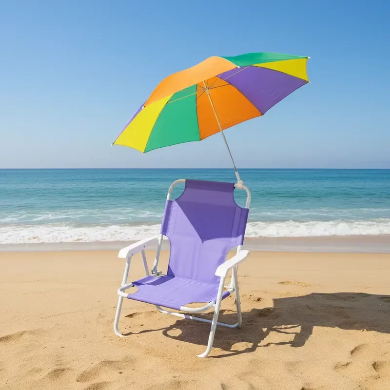 for Factory Custom 600D Polyester Metal Minimalist Kids Camping Beach Garden Chair with Sun Umbrella Canopy Roof