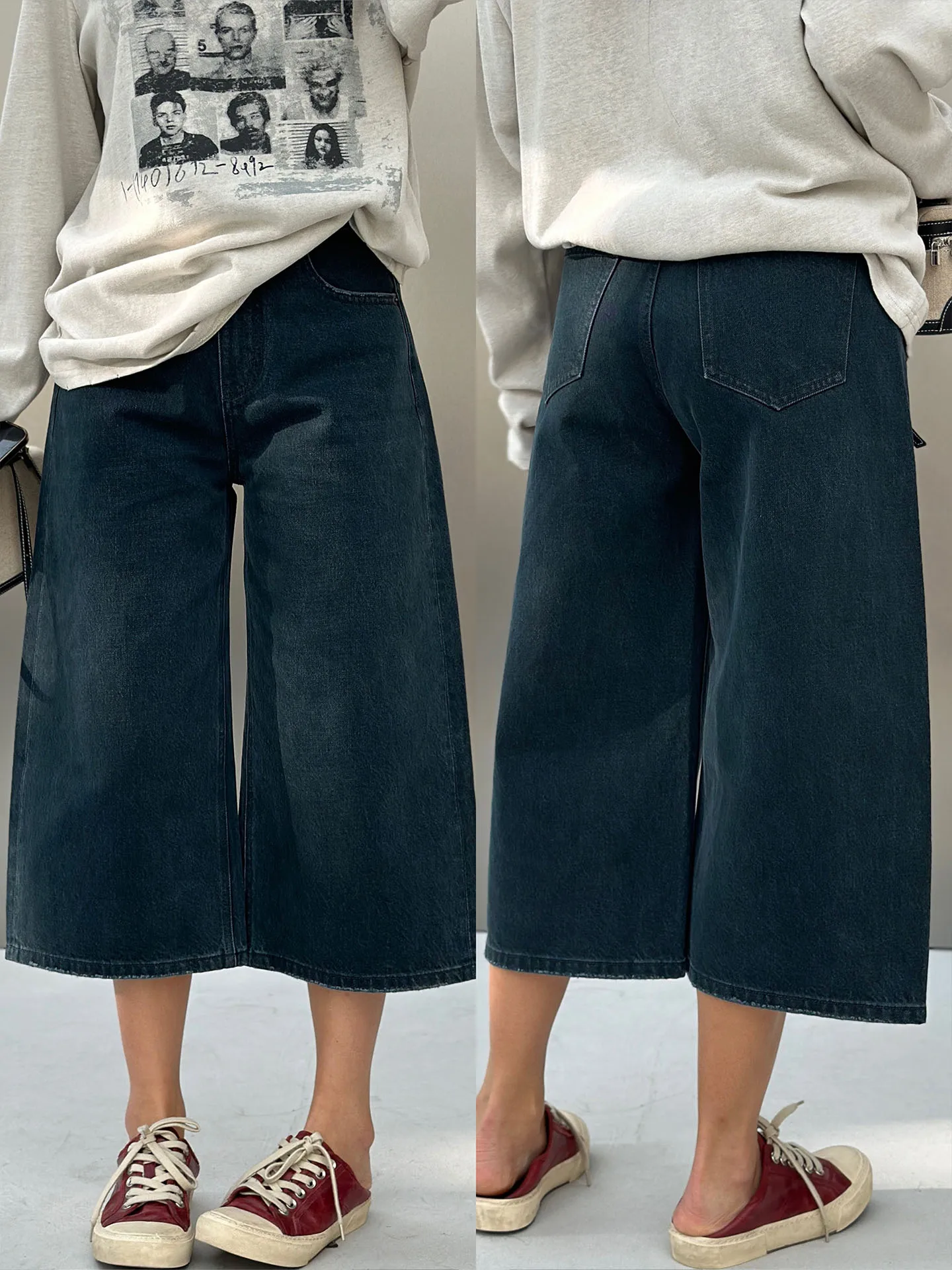 

Ретро-джинсы для женщин в стиле кэжуал, прямые широкие брюки из хлопка с эффектом потертости, летняя коллекция, неэластичная ткань