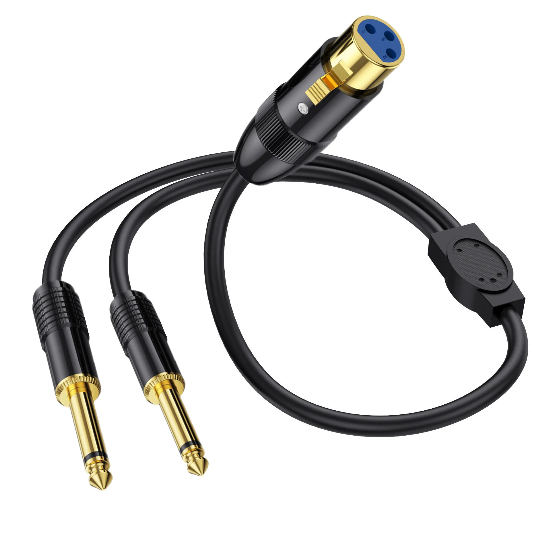 Kabel rozgałęźny XLR żeński na podwójny 1/4 cala Y, żeński XLR na podwójną wtyczkę Mono TS 6,35 mm Mic Audio Converter Adapter Kabel