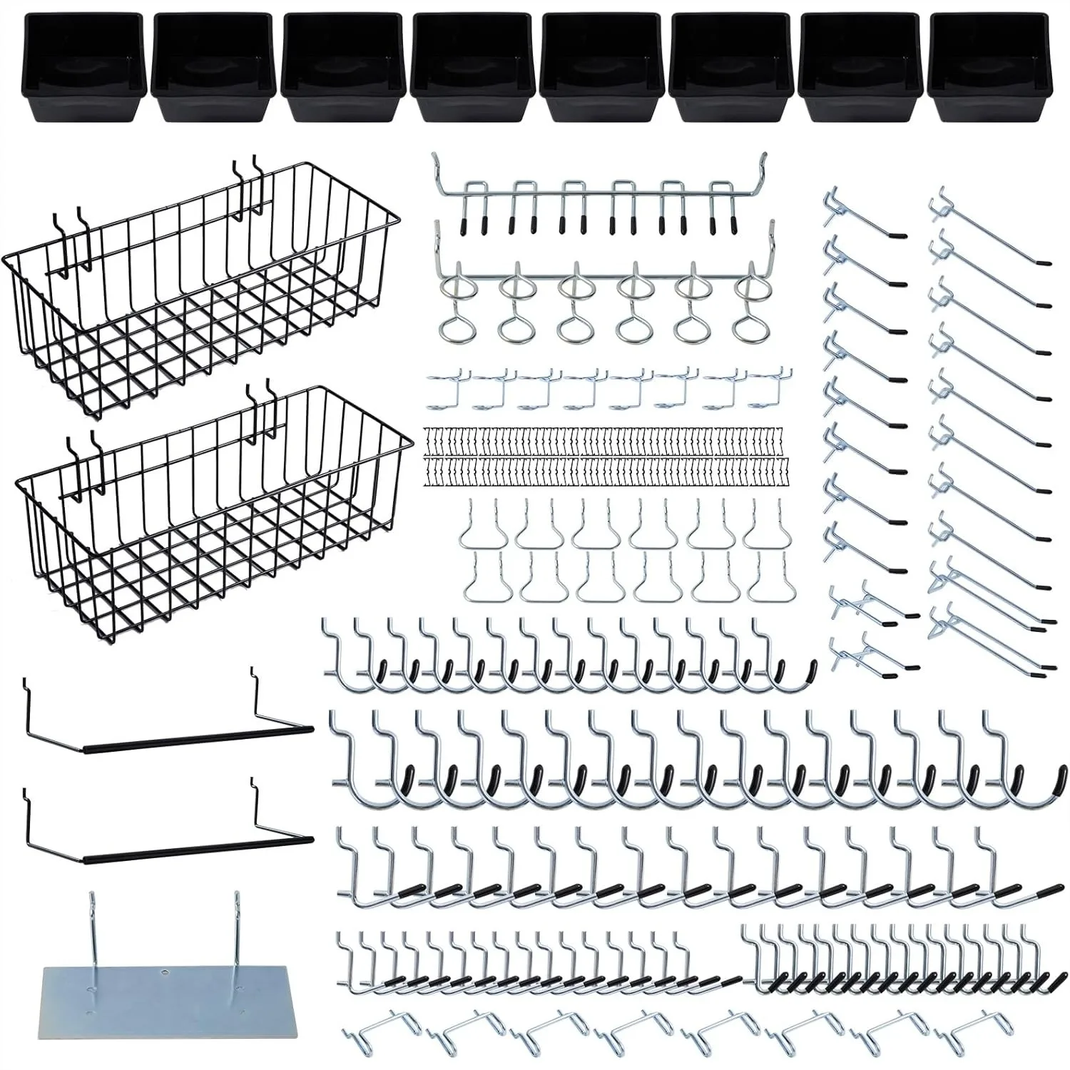 

246PCS Pegboard Accessories Organizer Kit with Hooks, Bins, Baskets, Paper Towel Holder for 1/8" & 1/4" Pegboard, Garage Tool