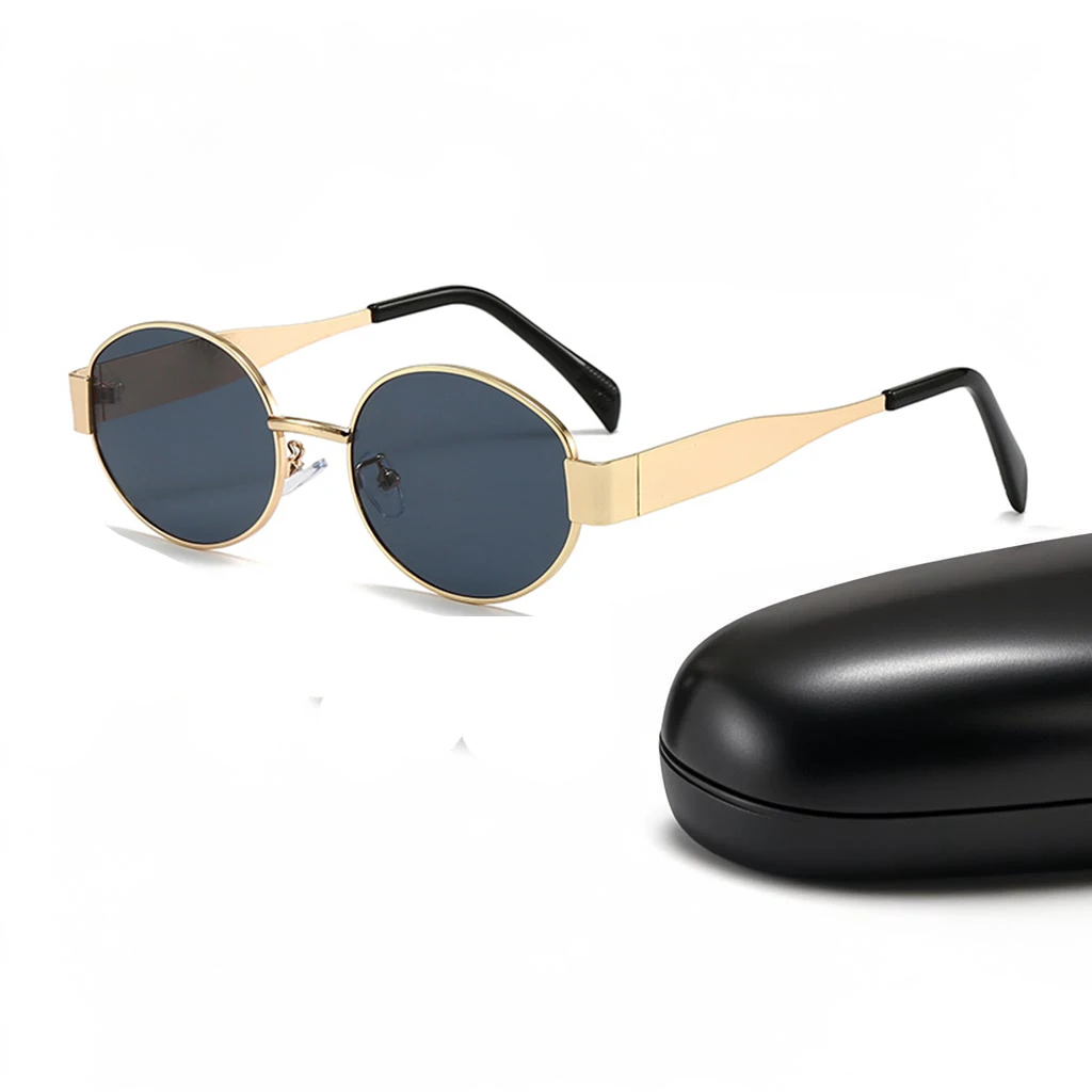 Vintage Small Oval Alloy Sunglasses Women Men Fashion Brand Elegant  Sun Glasses Ladies Trendy Driving Gradient Shades UV400