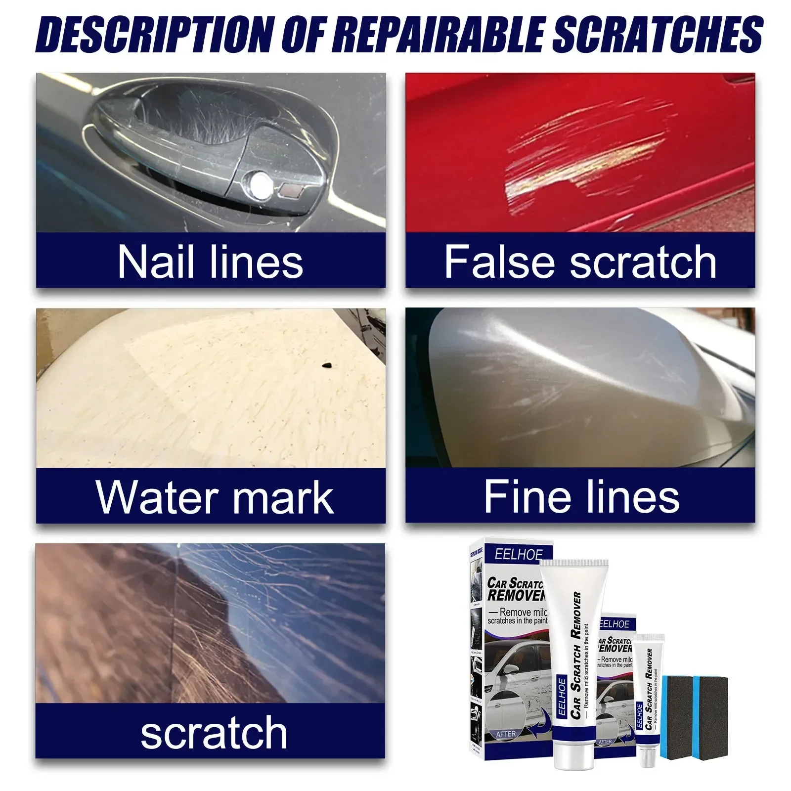 Car Scratches Repair Polishing Tool, Auto corpo composto, Cera Anti Scratch, Auto polimentos cuidados