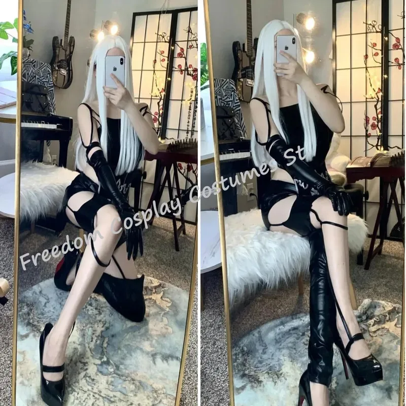 Lyou 2025 Game NieR: Automata A2 أزياء تنكرية شعر مستعار مثير أسود معركة البدلة للنساء فتاة وسيم حفلة الهالوين A No.2 R ★ ★