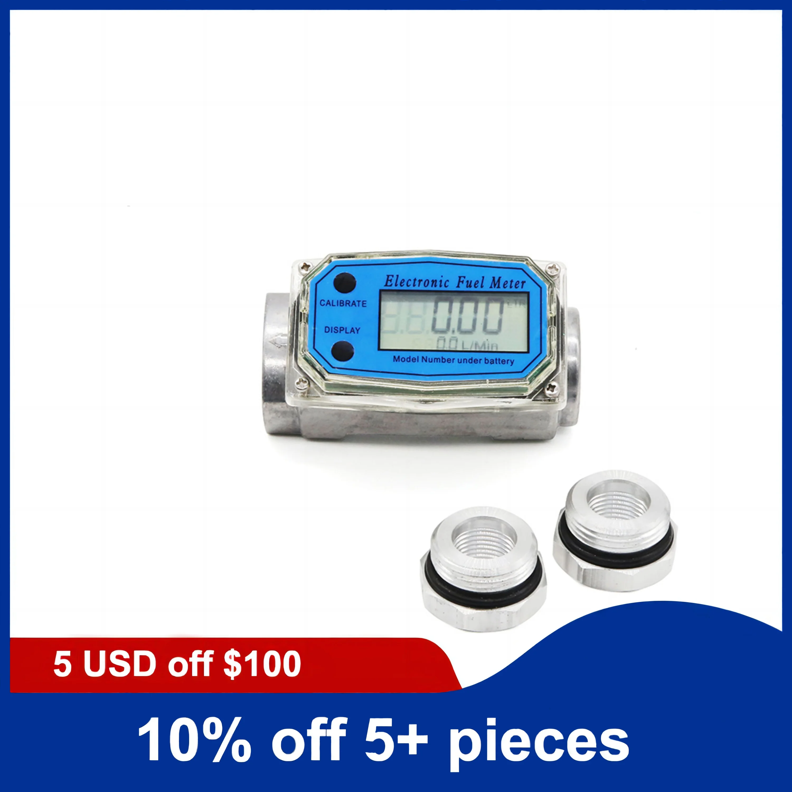 1-1/2 inch High-Precision Turbine Flowmeter Aluminum Alloy Electronic Digital Display For Water Diesel and Gasoline