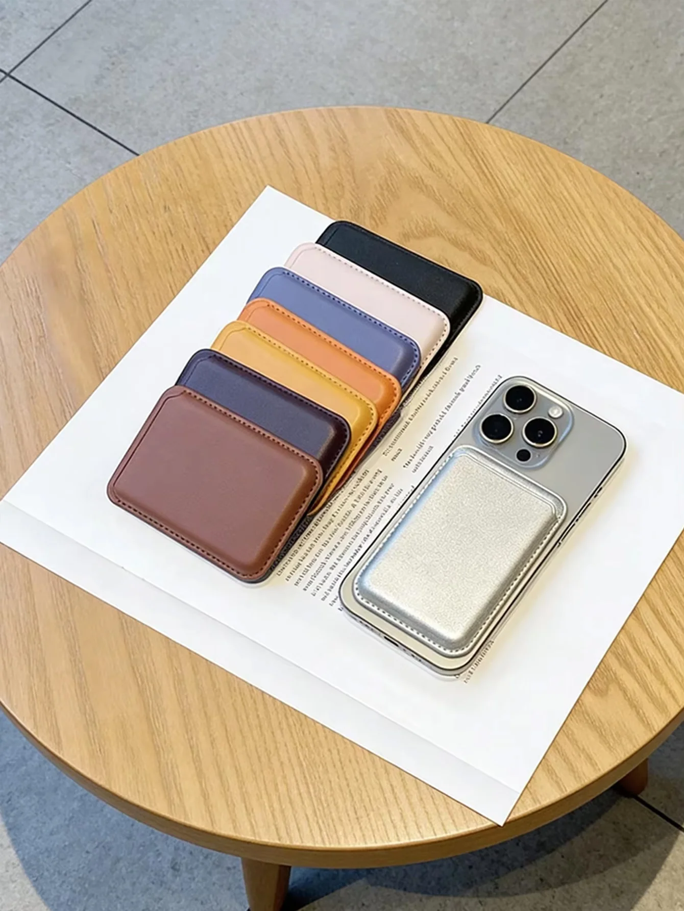 Magnetic card holder, PU leather card holder, ID card holder, adhesive phone card pocket, genuine leather wallet-style magnetic