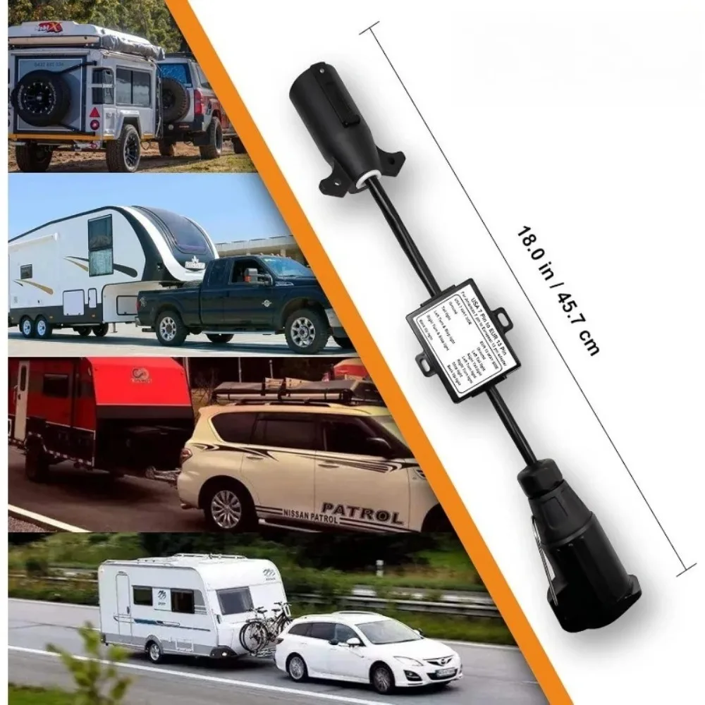 1PCS Car Converter Trailer Light Converter US 7-Way Plug To Eu 13-Pin Round Plug Brake Steering Separator Accessories