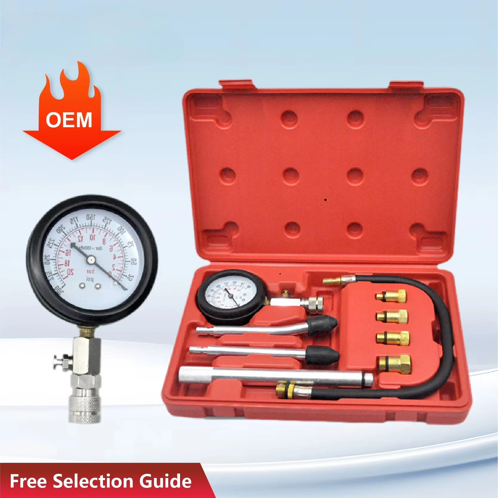 Automotive Compression Test Tool 0-300 PSI Engine Cylinder Pressure Gauge Quick Connect Brass Fittings Motorcycle Kit