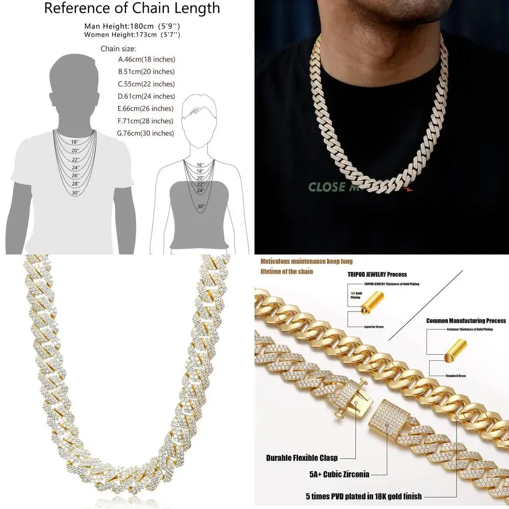 

Позолоченная 18-каратная кубинская цепочка со льдом и бриллиантами диаметром 15 мм — ювелирные изделия унисекс в стиле хип-хоп, идеально подходит для дней рождения