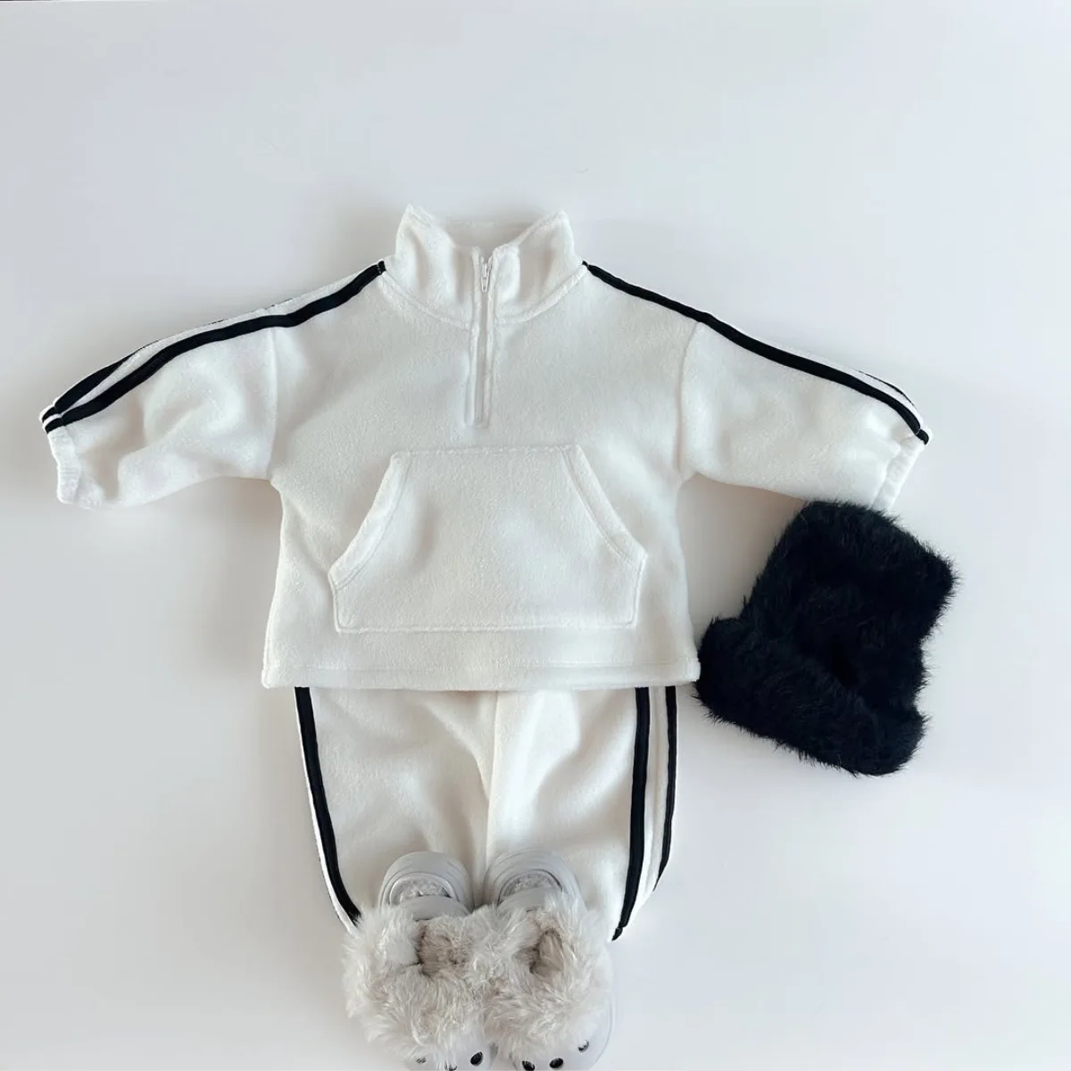 2025 Winter New Baby Warm Clothes Set Toddler Fleece Sportswear Infant Boy Girl Sweatshirt + Pants 2pcs Suit Toddler Outfits