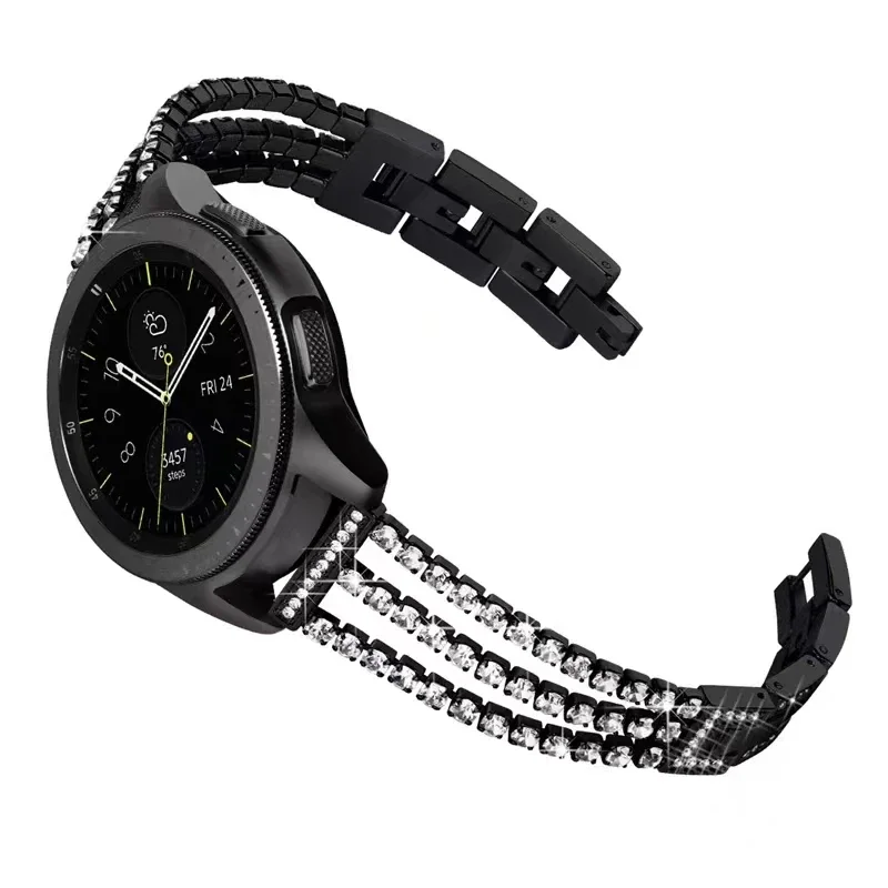 20mm 22mm Metal Diamond Strap for Samsung Galaxy Watch 4/5/6/7 Huawei Watch 3/4/GT4 Women Bracelet Wristband for Amazfit GTR/GTS