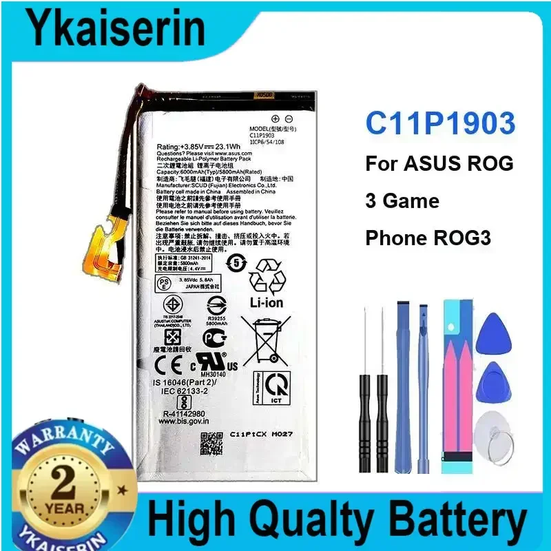 

C11P1901 C11P1903 6000mAh Replacement Phone Battery for ASUS ROG 2 ROG Phone 3 ROG3 ZS661KS ZS660KL I001DB Batteries Warranty