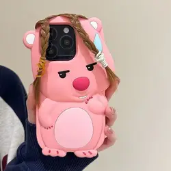 3D漫画電話ケースiPhone、面白いロッピー、面白い長い髪、女の子のためのカワイイかわいいバックカバー、15、14、13、12、11 pro max、xr、y2k