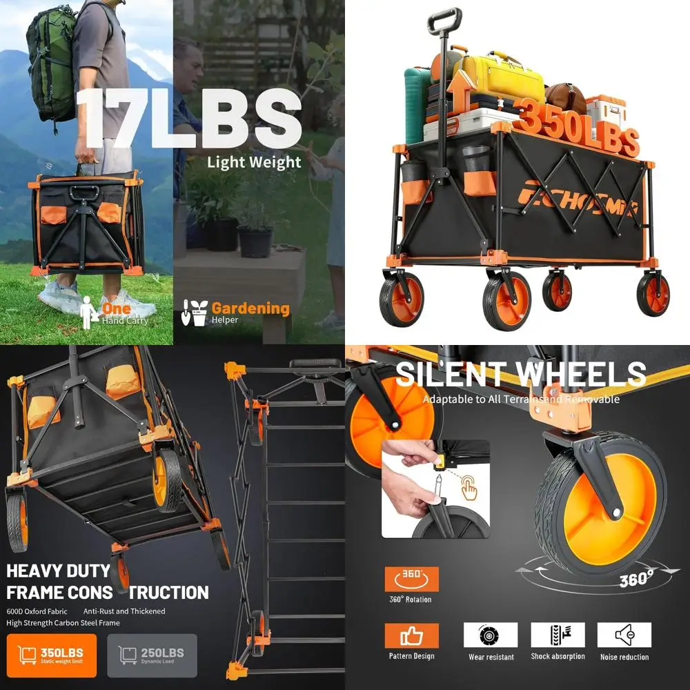 

Сверхмощный складной универсальный тележка емкостью 350 фунтов для приключений на открытом воздухе и повседневного использования.