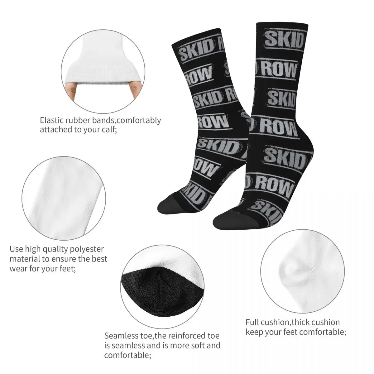 Skid Row Socks Men's Women's Polyester Funny Happy Socks Novelty Spring Summer Autumn Winter Middle Tube Socks Gift