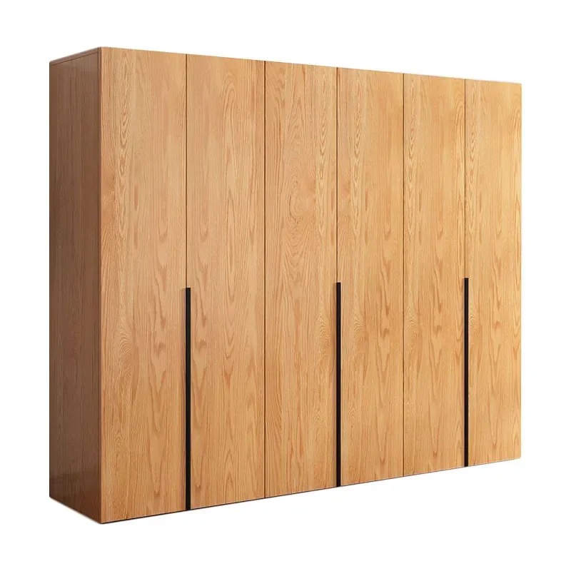 Solid Wood Wardrobe Modern Simple Bedroom Closet Large Storage Coat Cabinet Apartment Rental Furniture Opposite Door Armoire