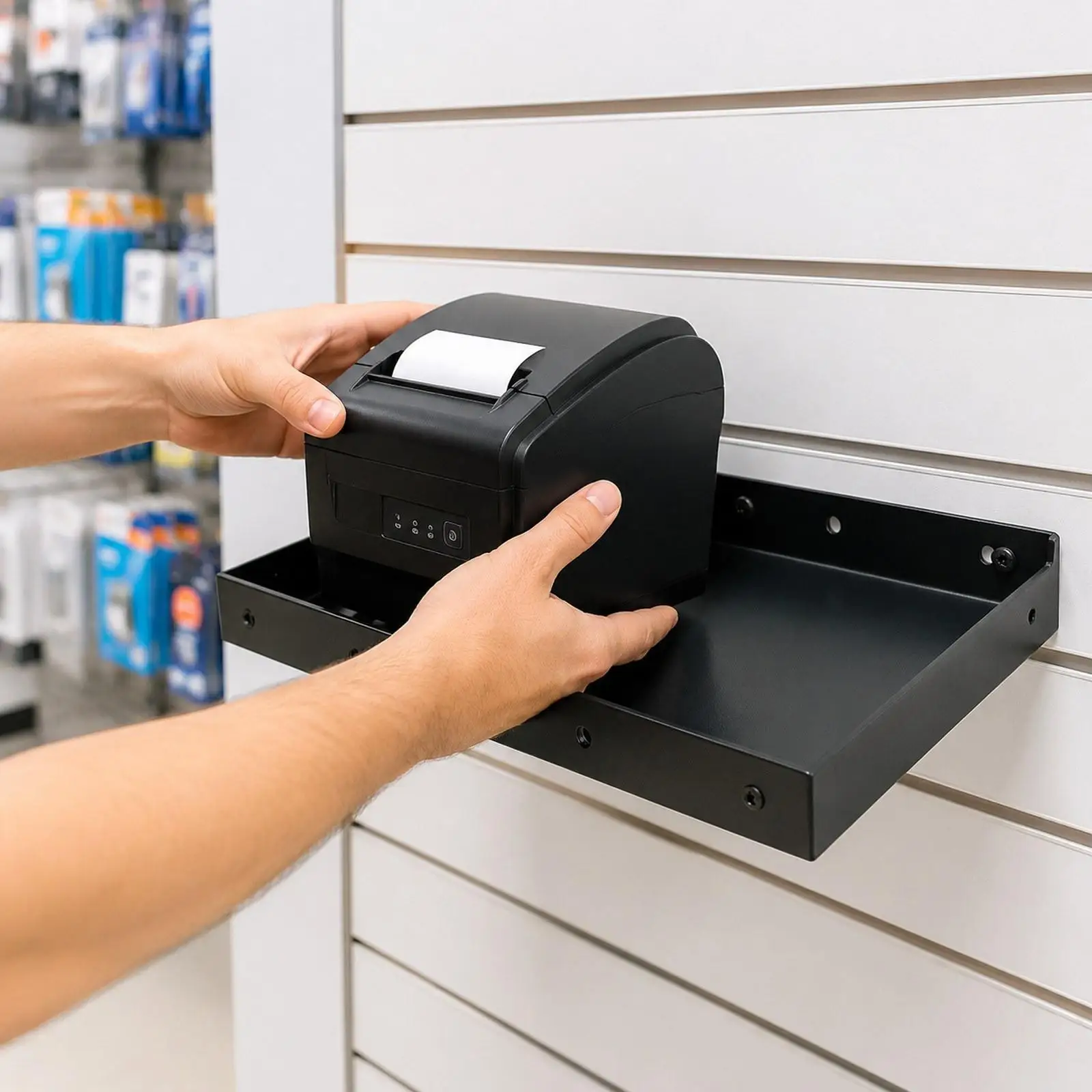 Thermal Printer Shelf with 4 Mounting Holes Per Side for Kitchen Thermal Printer