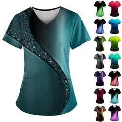 2024 Tie Dye Print Scrub Tops Women Dentist Working Uniform Nurse Scrub Uniformes Medicos Para Mujer Tooth Hospital Workwear